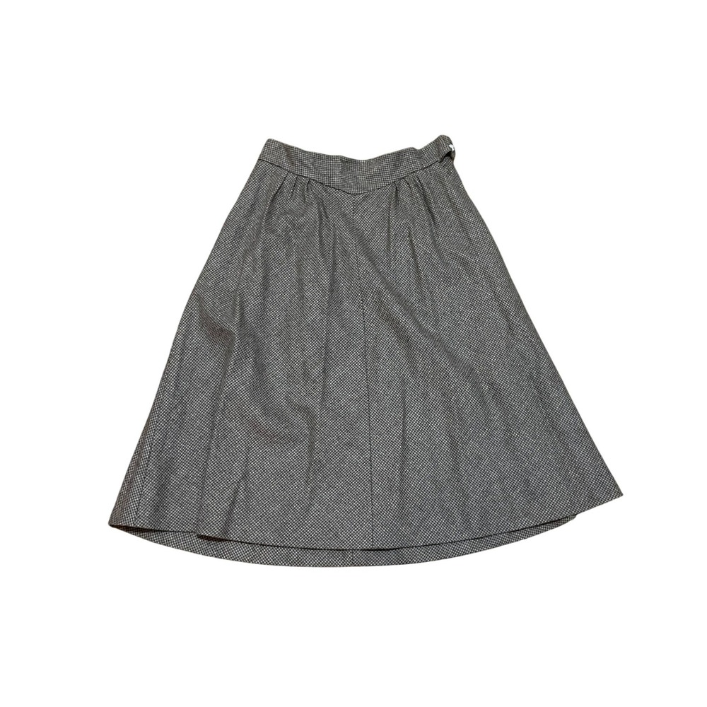 VTG Liz Claiborne Women's 12 Wool Houndstooth A-Line Academia Midi Skirt Brown